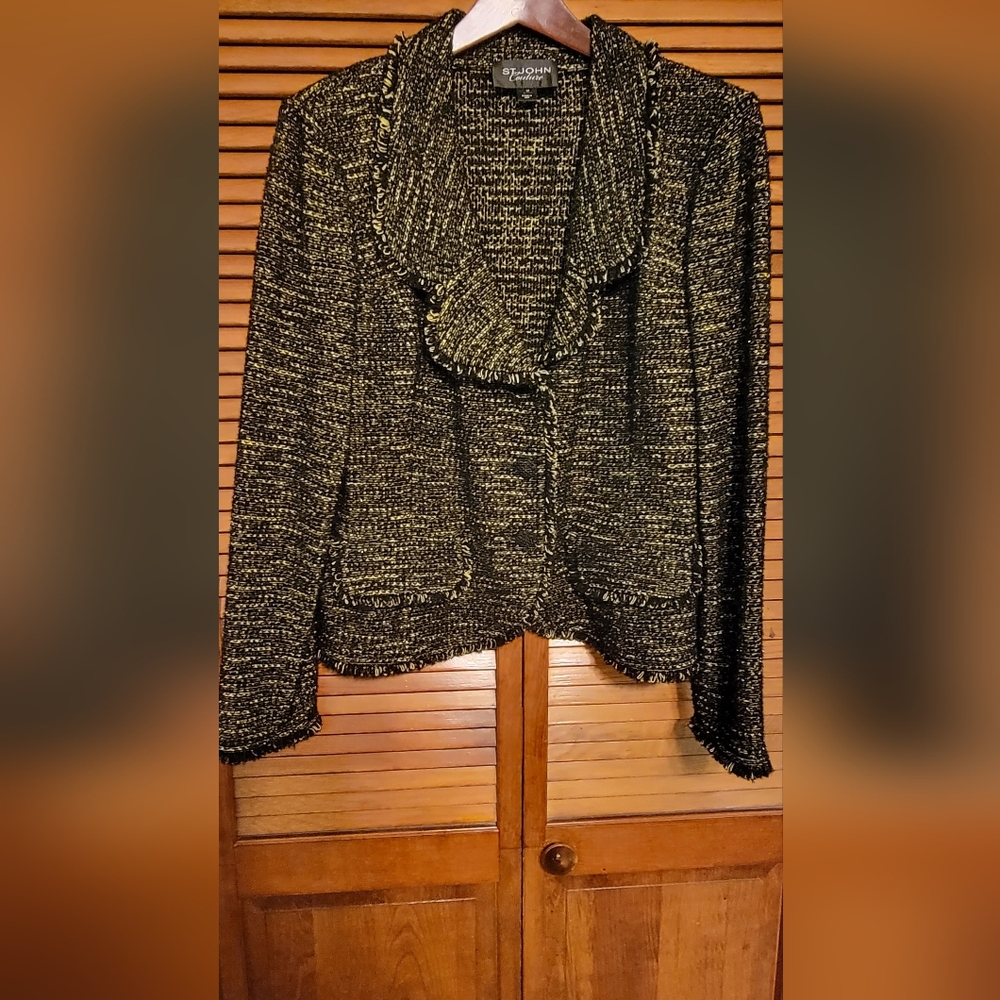 St John Couture Green and Black Jacket.